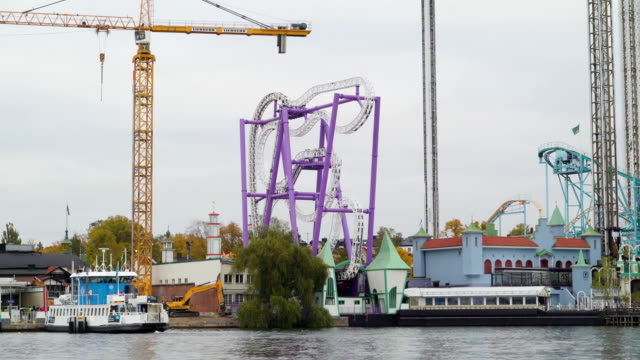 Closer-look-of-the-purple-rides-on-the-park-in-Stockholm-Sweden