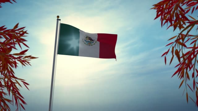 Waving-Mexican-Flag-In-Mexico-City-National-Celebration---4k-30fps-Footage
