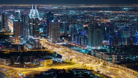 Nacht-Verkehr-Straße-4-k-Zeitraffer-von-dubai-Stadt