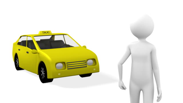 3D-Person-stellt-ein-Taxi.
