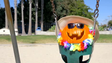 Happy-Halloween-pumpkin-on-the-beach-in-4K-Slow-motion-60fps