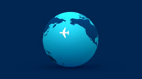 Blauer-Planet-Erde-Konzept-Reisen-mit-dem-Flugzeug-abstrakte-animation