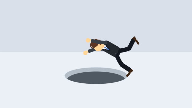 Business-man-fall-into-the-hole.-Risk-concept.-Loop-illustration-in-flat-style.