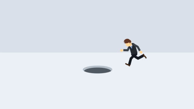 Business-man-jump-over-the-hole.-Risk-concept.-Loop-illustration-in-flat-style.