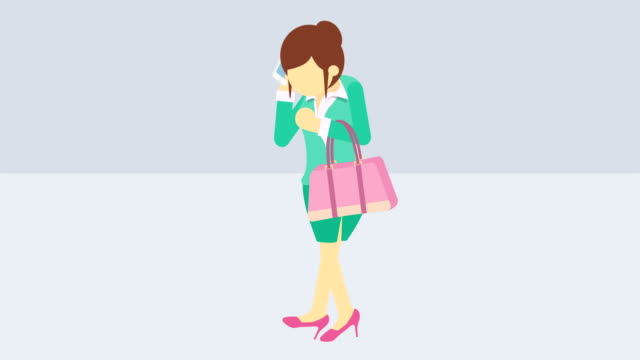 Business-woman-walking-with-briefcase-and-phone.-Success-concept.-Loop-illustration-in-flat-style.