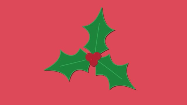 Icono-de-Navidad-festiva-Holly-bush-animación