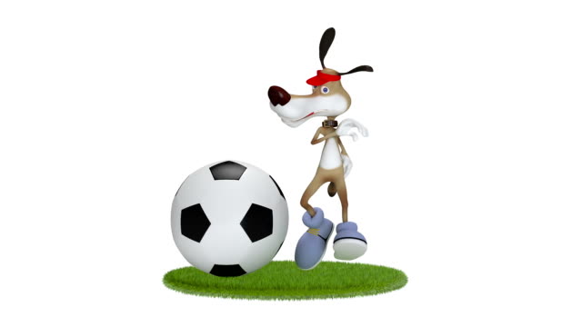 Lustige-3d-Hund-football-Spieler.