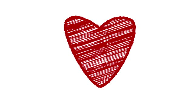 Corazón-con-tiza-pintado-sobre-fondo-blanco,-animación-dibujados-a-mano,-4-K