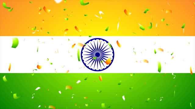 Confeti-brillante-sobre-fondo-de-movimiento-indio-de-la-bandera