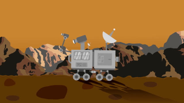 Raum-Rover-auf-dem-Planeten-Mars-zur-Tageszeit