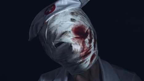 4-k-Horror-enfermera-Zombie-cabeza-sacudida-espeluznante