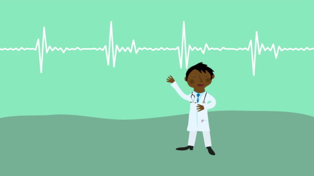 Animation-des-Arztes-zeigt-Herzschläge