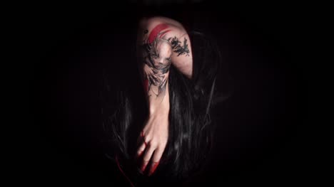 4k-Scary-Woman-posing-with-Horror-Tattoo