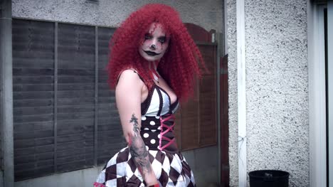 4k-Halloween-Horror-Clown-Woman-with-Tattoo