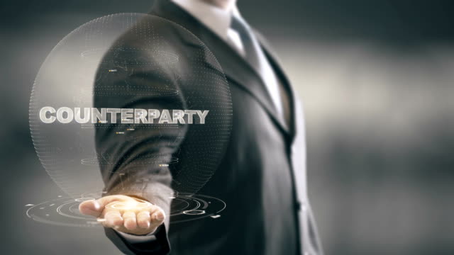 Counterparty-with-hologram-businessman-concept