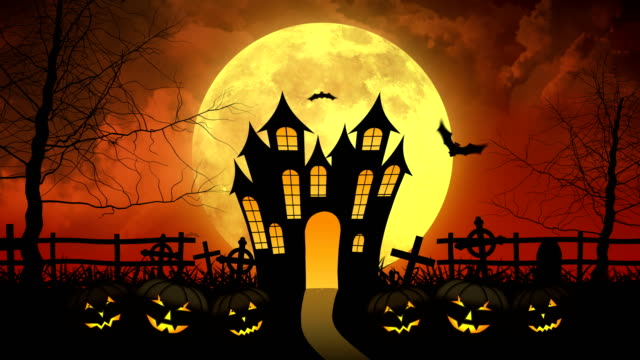 Halloween-haunted-Castle-mit-Mond