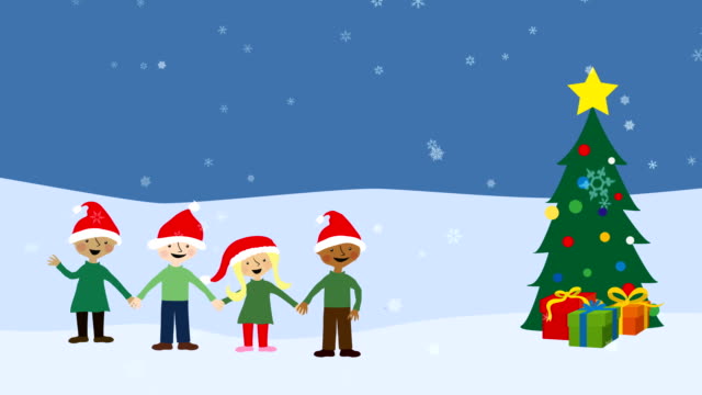 Children-in-snowy-scenery.-Animated-christmas-greeting.