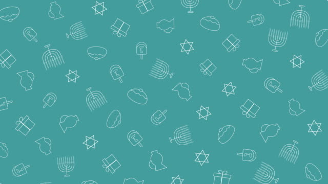 Hanukkah-holiday-flat-design-animation-background-with-traditional-symbols