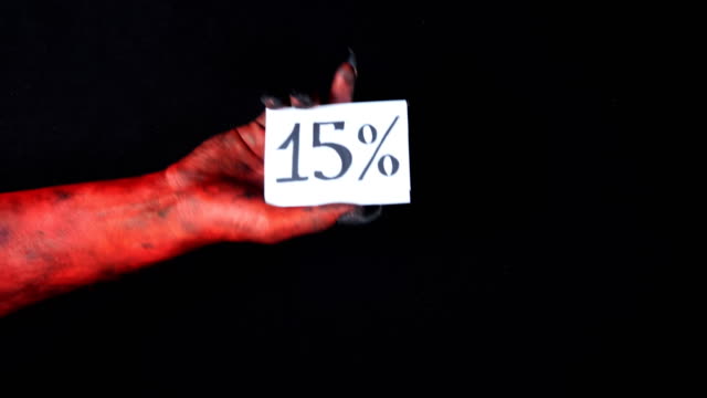 Roter-Dämon-Hand-hält-Verkauf-Karte-15-Prozentsatz-50-fps