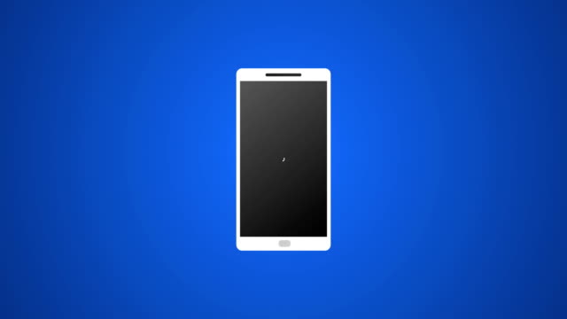 Smartphone-Aufruf-mit-Vektor-Icon-und-klingeln-Animation-4k-gerenderten-Video-auf-blauem-Hintergrund.
