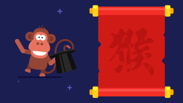 Hieroglyph-Monkey-Scroll-Funny-Animal-Character-Chinese-Horoscope