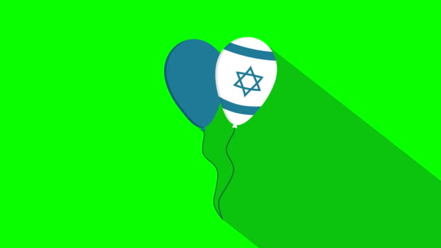 Zwei-Luftballons-flache-Design-Animation-Ikone-mit-Israel-Independence-Day-Urlaub-Konzept-Flagge
