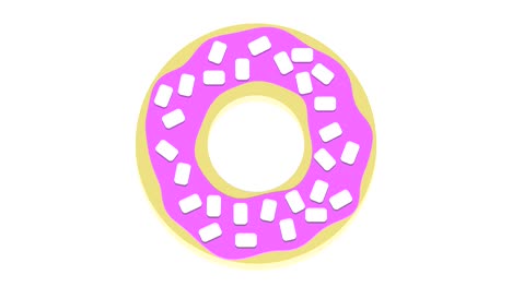 Niedlichen-Donut-Animation,-die-auf-Bildschirm-ungesunde-Lebensmittel-Konzept-Rosa