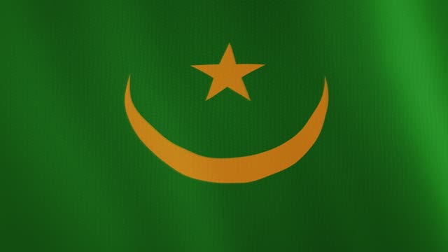 Animación-que-agita-la-bandera-de-Mauritania.-Pantalla-completa.-Símbolo-del-país
