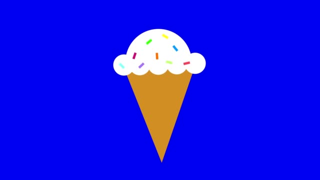 Ice-cream-appearing-then-shaking-side-to-side-chroma-key,-blue-screen