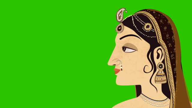 Traditionelle-indische-Hindu-Frau-auf-einem-grünen-Bildschirm