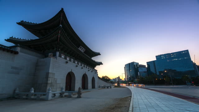 4K,-Zeitraffer-des-Gyeongbokgung-Palace-am-Morgen-in-Seoul-Südkorea