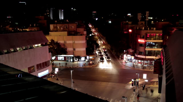 Junction-road-night-time-lapse-high-angle