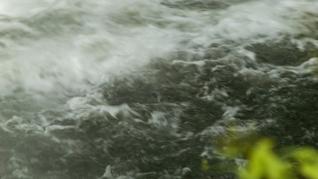 Close-up-Waterfall-Splashing-into-Pool-in-Blue-Ridge-Mountains,-NC