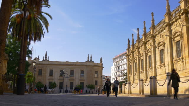 Tageslicht-Sevilla-wichtigsten-Kathedrale-Hinterhof-4-k-Spanien