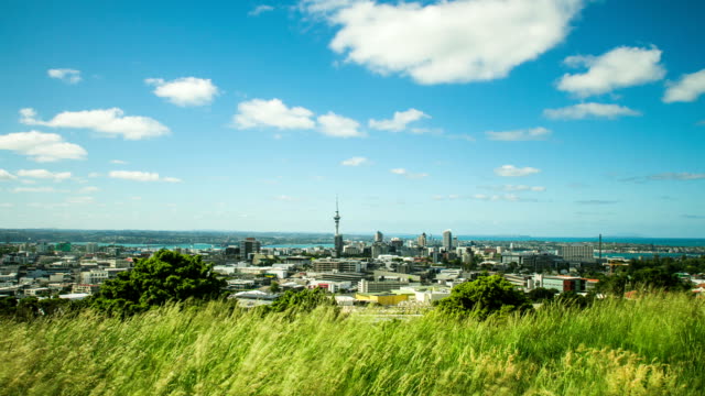 Time-Lapse-Vista-aérea-de-la-ciudad-de-Auckland,-Nueva-Zelanda.