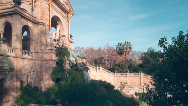 Escalera-de-Barcelona-fuente-Parque-de-la-Ciutadella-4-K-lapso-de-tiempo-de-España