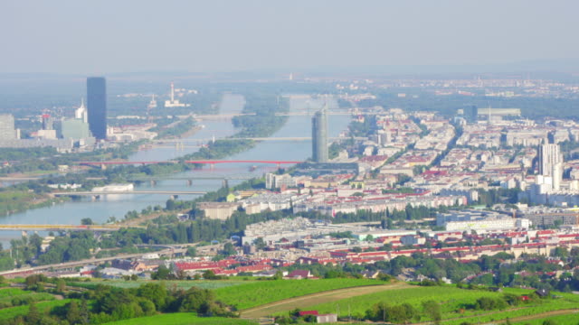 Vienna-city-und-Blick-auf-die-Donau,-Österreich
