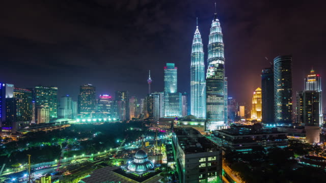 farbige-Nacht-Licht-Panorama-4-k-Zeitraffer-von-Kuala-Lumpur-malaysia