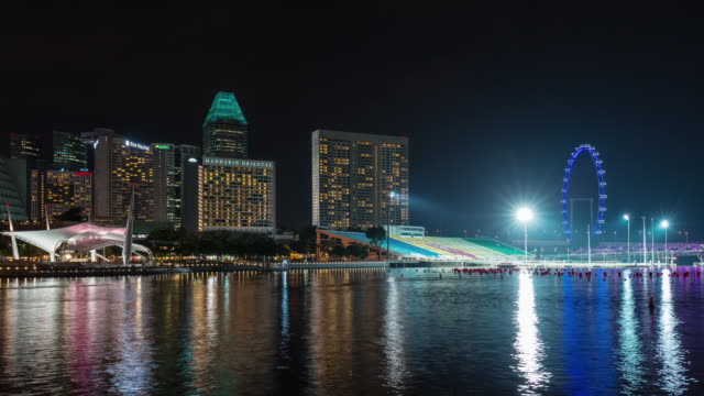 Nacht-Licht-Singapur-berühmten-Flyer-4k-Zeitraffer