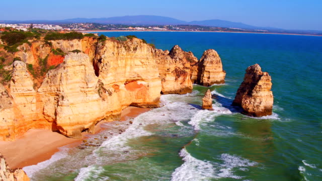 Aerial-from-natural-rocks-at-Lagos-in-Portugal