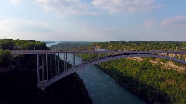 Aerial-of-Bridge-Over-Niagara-Gorge-Between-Canada-and-United-States