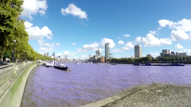 Thames-River,-Waterloo-Bridge,-Time-Lapse,-London