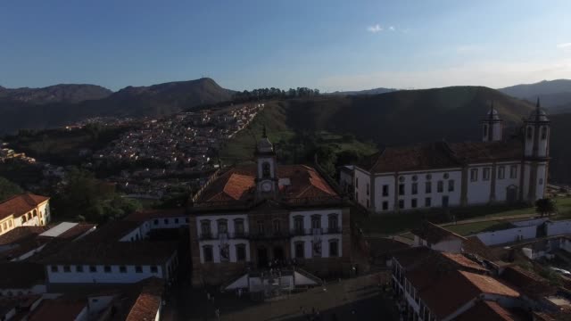Aerial-of-Ouro-Preto-city-in-Minas-Gerais,-Brazil