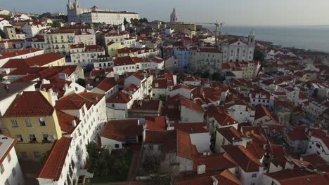 Aerial-View-of-Alfama,-Lisbon,-Portugal