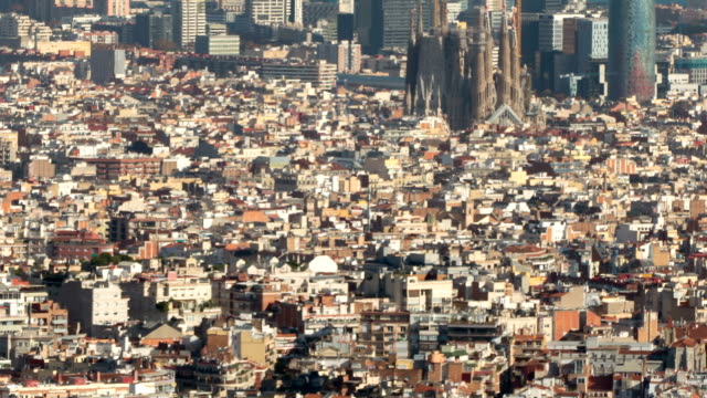 Barcelona-downtown-top-view.Time-Lapse