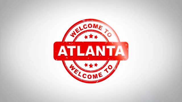 Welcome-to-ATLANTA-Signed-Stamping-Text-Wooden-Stamp-Animation.-Red-Ink-on-Clean-White-Paper-Surface-Background-with-Green-matte-Background-Included.