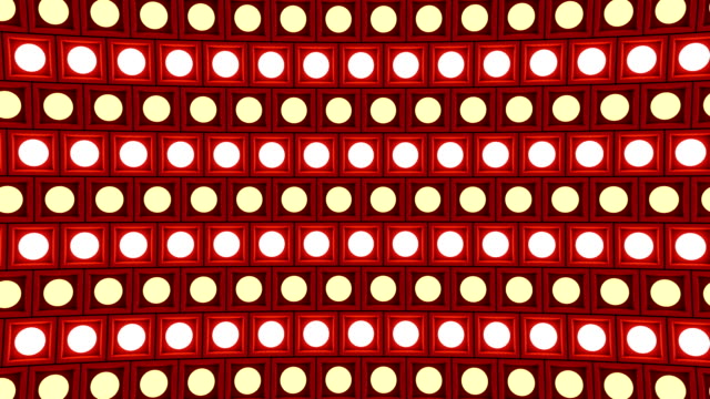 Lights-flashing-wall-bulbs-pattern-rotation-stage-red-background-vj-loop