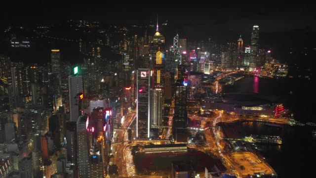 4K-Aerial-view-footage-of-Hong-Kong-City-after-Sunset