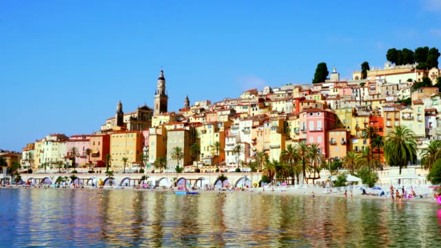 4K-Menton,-Cote-d'azur,-France-riviera.-Menton-is-a-commune-in-the-Alpes-Maritime-in-the-Provence-Alpes-Côte-d'Azur-region-in-southeastern-France.-It-is-nicknamed-perle-de-la-France-(Pearl-of-France)