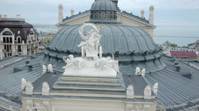 Aerial-shot-of-Odessa-Opera-House.-The-roof-and-facade.